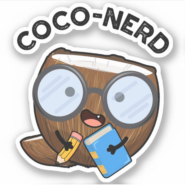 Sticker Jeu de noix de coco nerd (Devant)