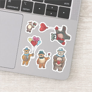 Sticker Jeu de Nounours de doodle de Saint Valentin
