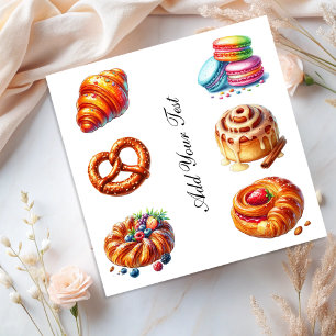 Sticker Jeu de pâtisseries de boulangerie aquarelle