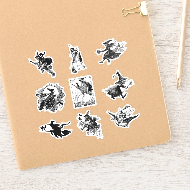 Sticker Jeu de scrapbooking vintage Retro Halloween sorciè (Carnet)