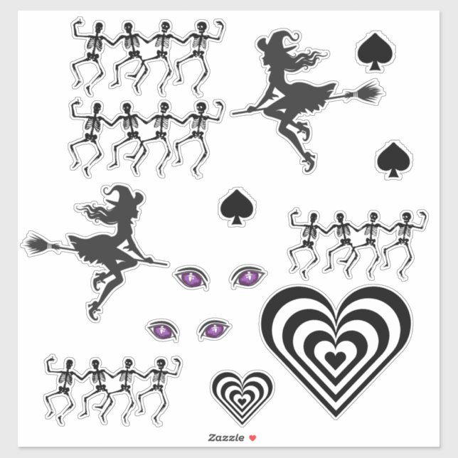 Sticker jeu d'halloween noir/blanc (Feuille)