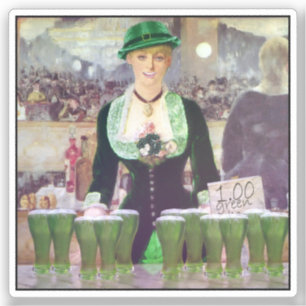Sticker Jeune fille barman St. Patrick's Day