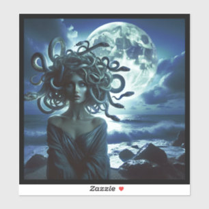 Sticker Jeune Méduse jolie par la Lune et l'Océan