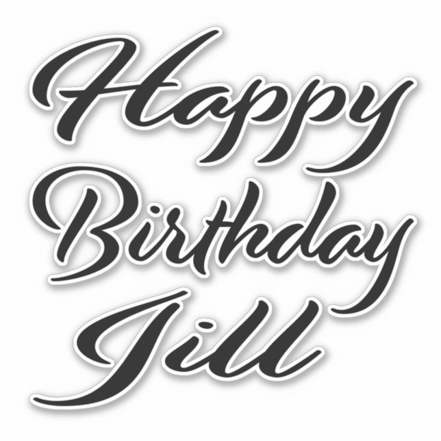 Sticker Jill Nom Prénom Anniversaire de l'autocollant noir (Devant)