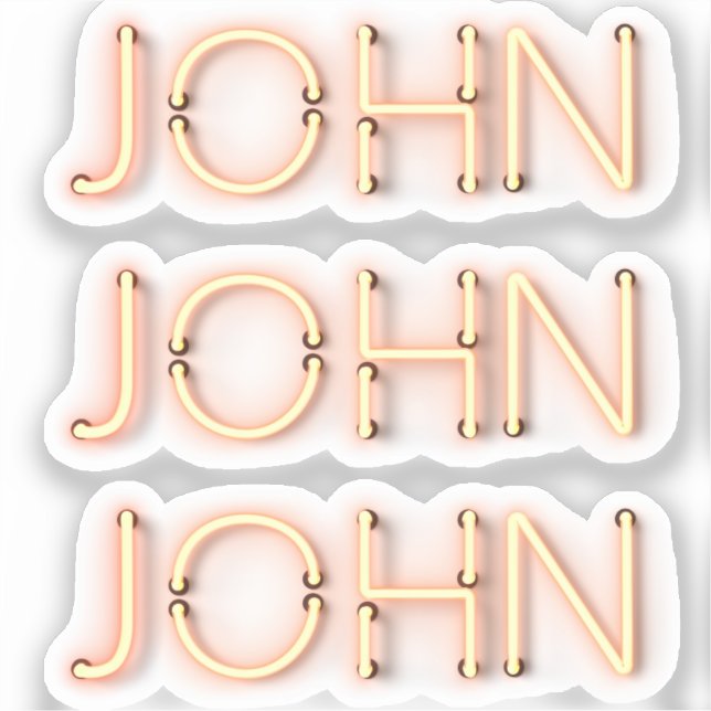 Sticker John Nom dans Lumières brillantes de néon Classic  (Recto)