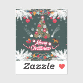 Sticker Joie à feuillage persistant de Noël