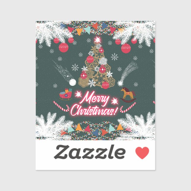 Sticker Joie à feuillage persistant de Noël (Feuille)