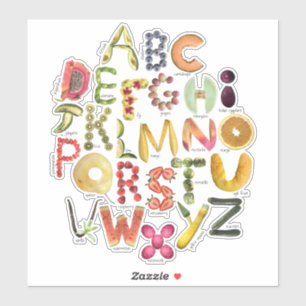 Sticker Joli alphabet pour enfants avec des fruits - retou
