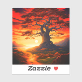 Sticker Joli arbre au coucher du soleil