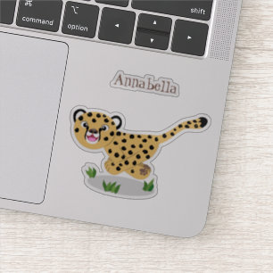 Sticker Joli bébé guépard en cours de dessin animé illustr