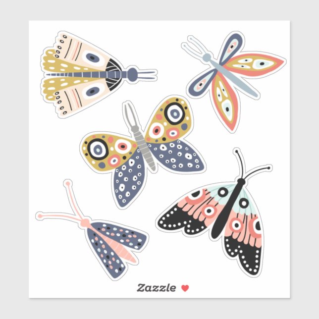 Sticker Joli bleu rose papillon papillon papillon papillon (Feuille)