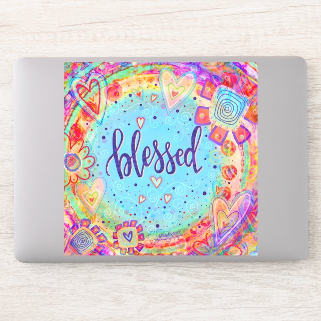 Sticker Joli BoHo Floral Amusant Inspirivité Béni (Ordinateur)