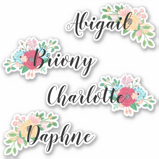 Sticker Joli bouquet floral Ajouter Nom de calligraphie (Devant)