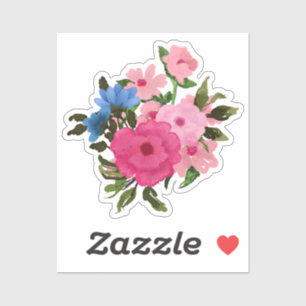 Sticker Joli bouquet rose et bleu floral