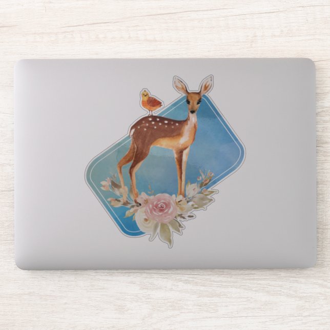 Sticker Joli Brown avec des oiseaux et des Roses (Ordinateur)