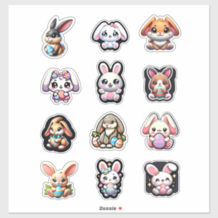 Sticker Joli Bunny de Pâques Kawaii