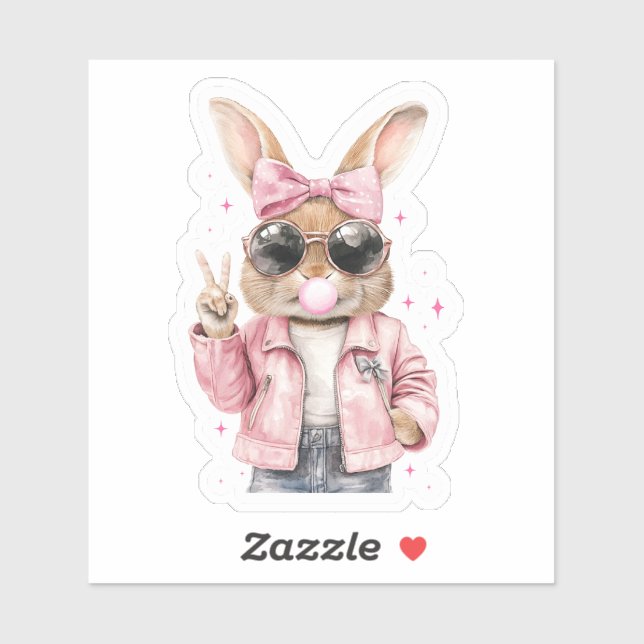 Sticker Joli Bunny soufflant de bulle gomme (Feuille)