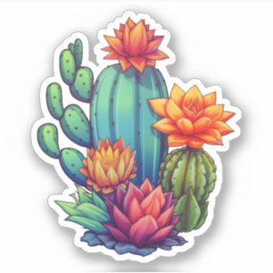 Sticker Joli cactus en fleurs