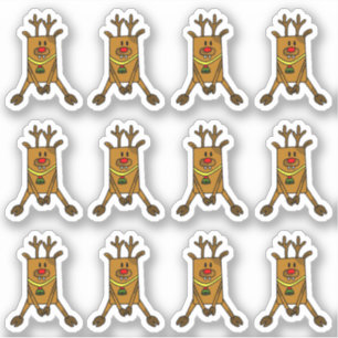 Sticker Joli cerf avec nez rouge Noël des enfants