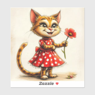 Sticker Joli chat de dessin animé