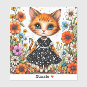 Sticker Joli chat de dessin animé