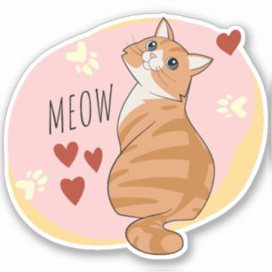 Sticker Joli chat orange