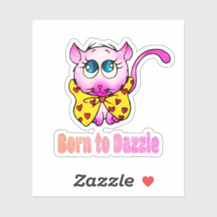 Sticker Joli Chat Rose - Né pour Éblouir l'Art