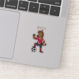 Sticker Joli cheval drôle jouant dessin de football