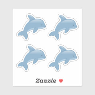 Sticker Joli dauphin de saut en caricature, Ensemble de 4