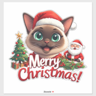 Sticker Joli design de chat siamois pour Noël