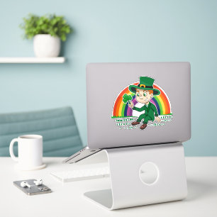 Sticker Joli dessin animé leprechaun avec shamrock et arc-