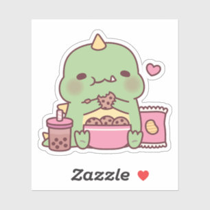 Sticker Joli dinosaure grignotant des cookies