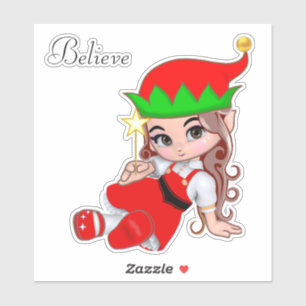 Sticker Joli elfe de Noël fée