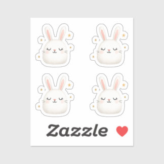 Sticker Joli Ensemble De Face De Lapin - Jeu De Lapin Blan