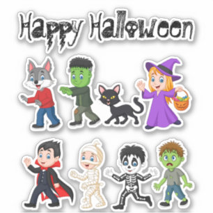 Sticker Joli Halloween Icônes amusantes Trick or Treat
