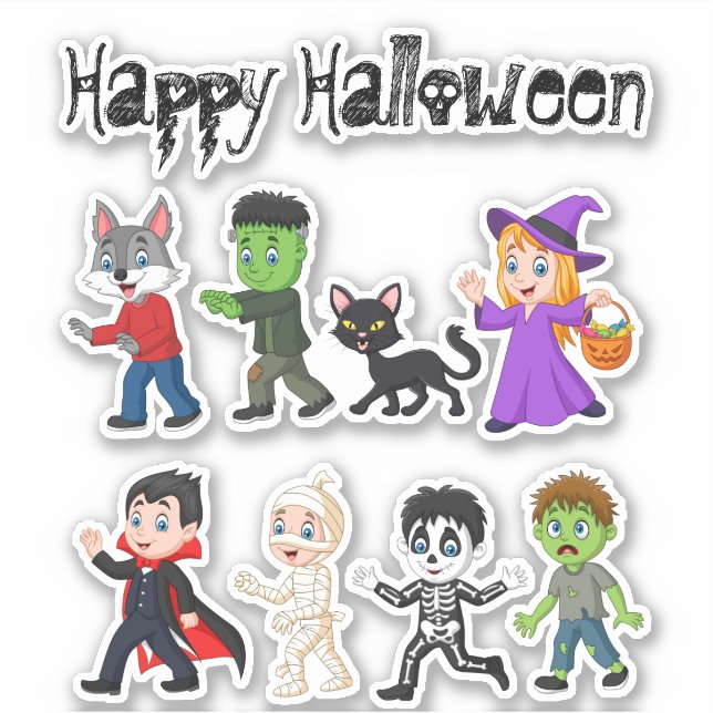 Sticker Joli Halloween Icônes amusantes Trick or Treat (Devant)