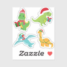 Joli jeu d'autocollants de dinosaure de Noël