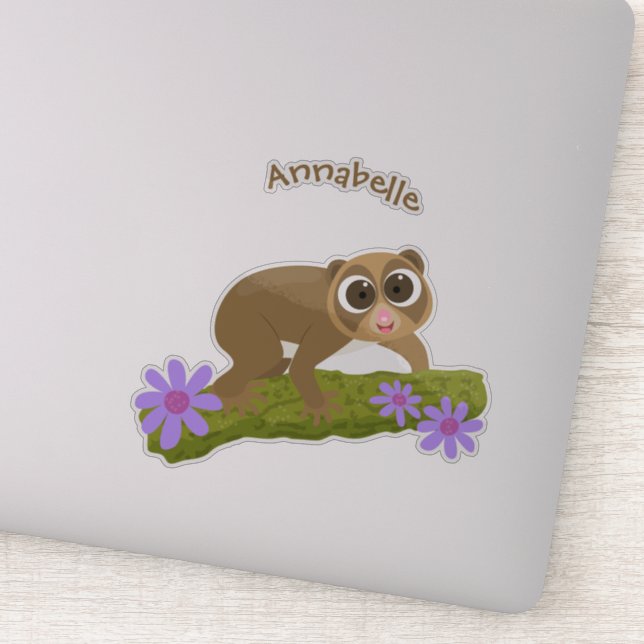 Sticker Joli lenteur loris sur dessin de branche (Détail)