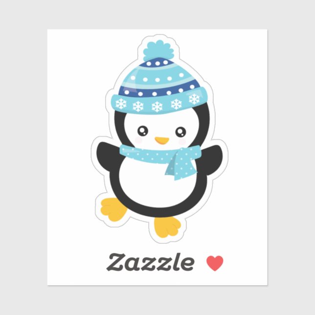 Sticker Joli Manchot d'Hiver  (Feuille)