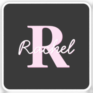 Sticker Joli monogramme personnalisable Rose clair et no