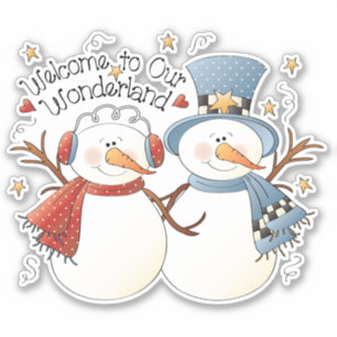 Sticker Joli Noël enneigé couple bonbons biscuit maison ét