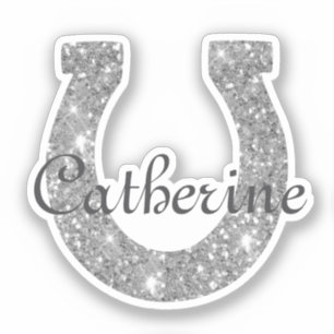Sticker Joli Noms Féminins Pailletés Argent Fer à Cheval