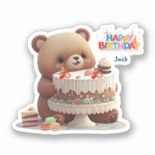 Sticker Joli Ours En Teddy Joyeux Anniversaire Personnalis