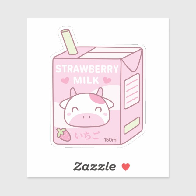 Sticker Joli paquet de lait de fraise Doodet (Feuille)