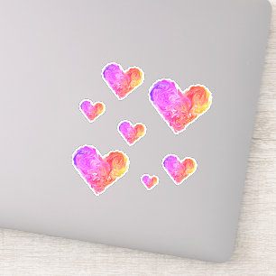 Sticker Joli Pastel Arc-en-ciel Amour coeur Swirl