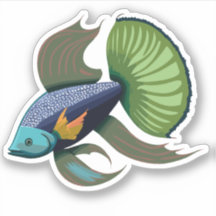 Joli personnage de cartoon de poisson combattant m