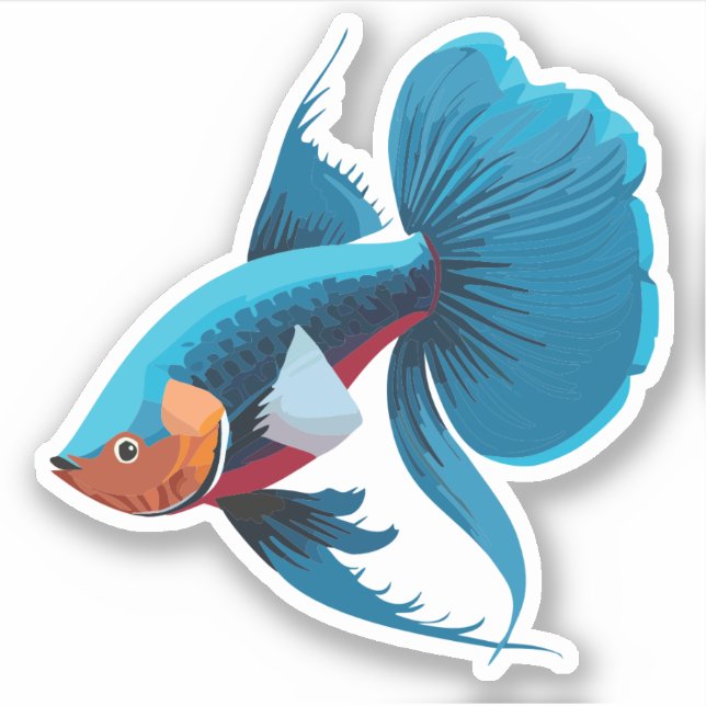 Sticker Joli personnage de cartoon de poisson combattant m (Devant)