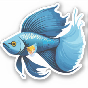 Sticker Joli personnage de cartoon de poisson combattant m