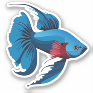 Sticker Joli personnage de cartoon de poisson mâle Beta