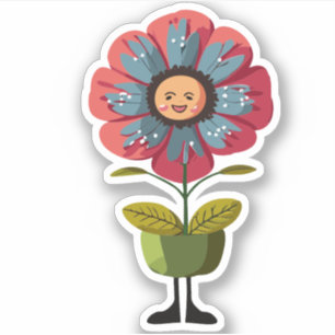 Sticker Joli personnage de dessin animé Flower Kids